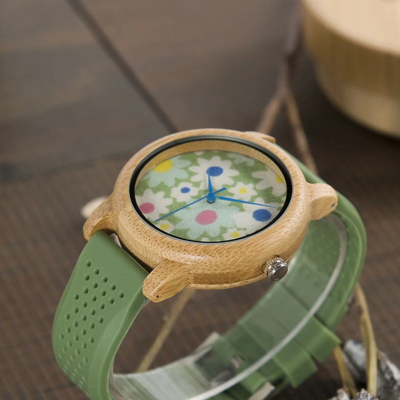 BOBO BIRD WB04 модные повседневные бамбуковые часы с тканевым циферблатом женские