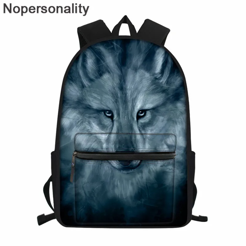 

Nopersonality 3D Night Wolf Prints Backpack for Men Casual School Back Pack Mochila Teenage Boys Daypack College Laptop Backpack