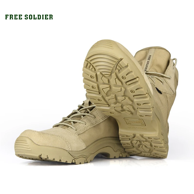 FREE SOLDIER Outdoor Sports Tactical Camping Shoes Men's Boots For Climbing Breathable Lightweight Mountain Boots Hiking Shoes