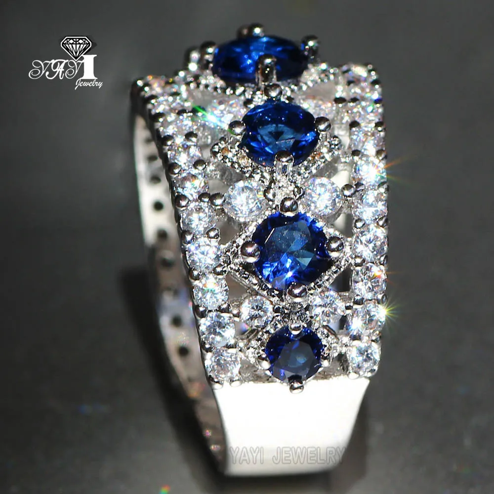Женское кольцо с голубым Сапфиром И цирконом серебро 625 пробы|party fashion|engagement ringfashion