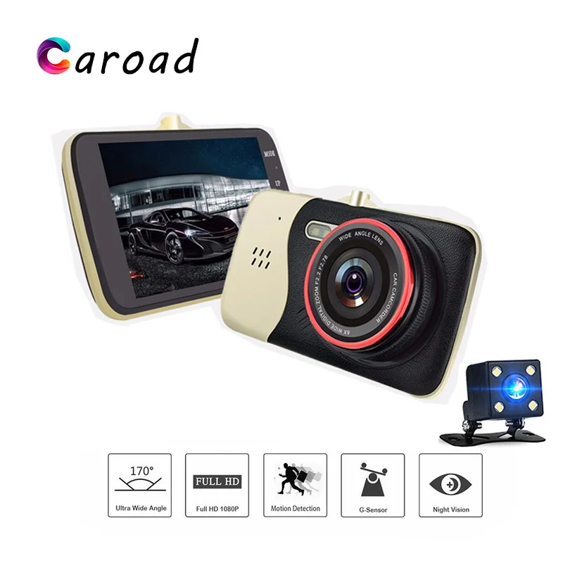 Caroad 4 дюймов Full HD 1080 P Автомобильный dvr камера 170 градусов с двумя объективами