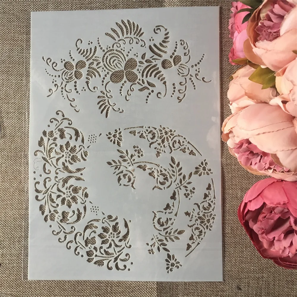 4 шт./компл. A4 Парижские Цветочные листья DIY слойные трафареты картина фотообои