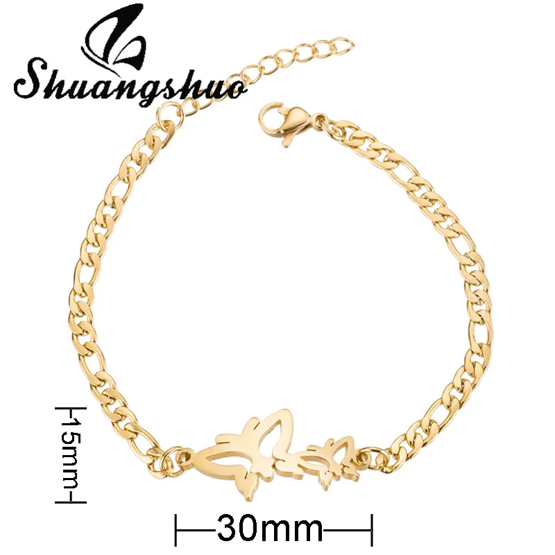 Bracelet SL149 Shuangshuo браслеты с сердечками из нержавеющей стали для пары Moon Star золотая цепочка ювелирный браслет женские свадебные подарки pulsera - Окраска металла: Bracelet SL149