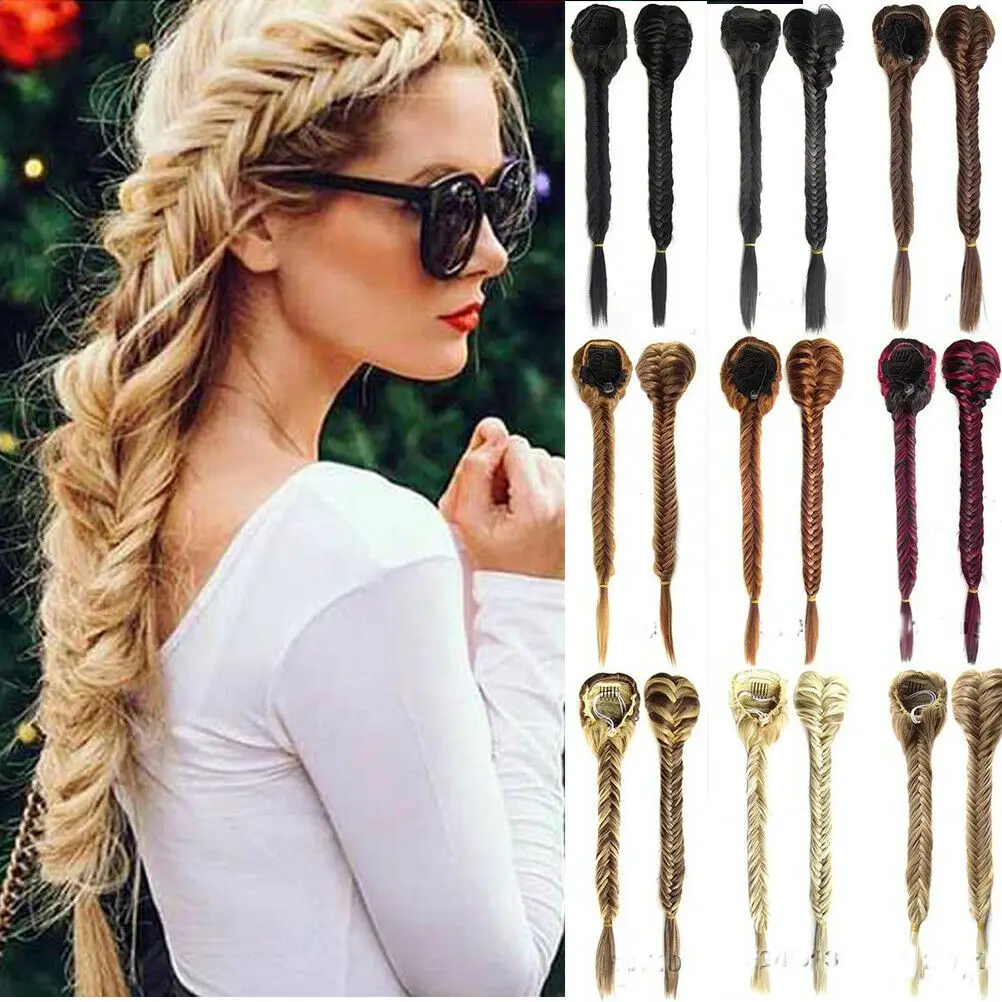 

Hot Sale Party DIY Decorations Sythentic Women Hair Extensions Claw Braided Ponytail DIY Long Braid Thick