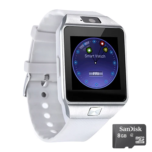 Умные часы DZ09 с картой памяти 8G Sim Smartwatch телефон поддержка вызова сообщения камера bluetooth-часы с шагомером для IOS Android - Цвет: white 8G