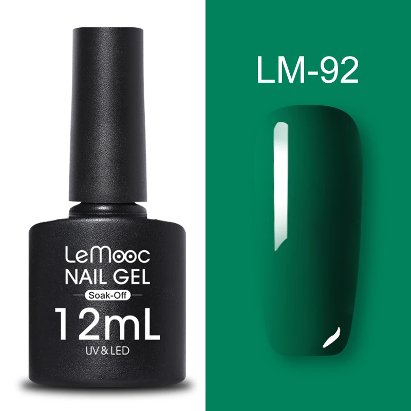 LM-92 LEMOOC, 12 мл, Цветной Гель-лак для ногтей, блестки, блестки, полуперманентный замачиваемый лак, УФ-гель, сделай сам, Гель-лак для ногтей - Цвет: LM-92