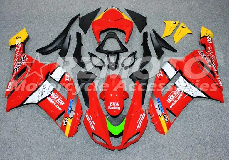 

Новинка из АБС-пластика для мотоцикла обтекатели комплект подходит для kawasaki Ninja ZX6R 636 2007 2008 07 08 6R ZX-6R кузов под заказ в красном и белом цвете
