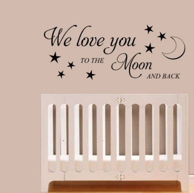 

HWHD We Love You To The Moon And Back Nursery Sticker Wall Quote Decals & Stickers Free Shipping Q053