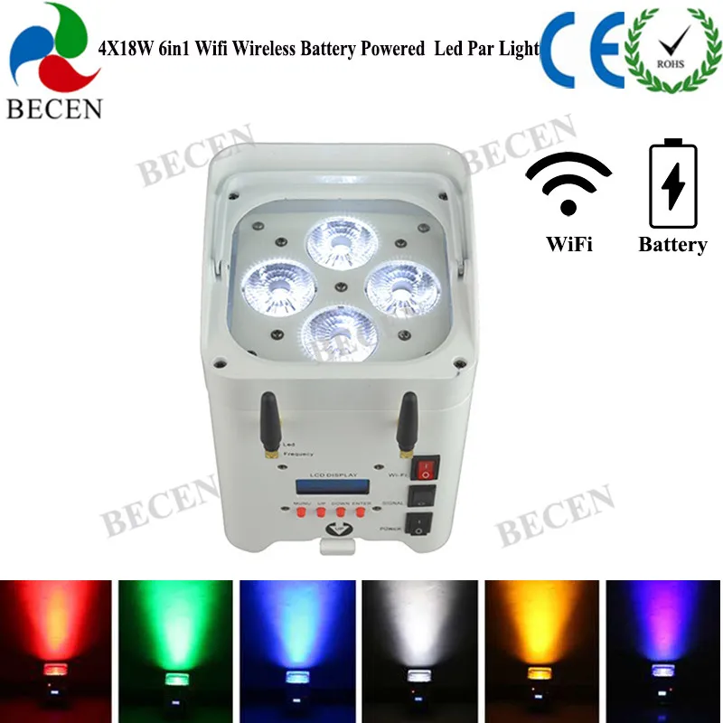 IRC Remote control 4x15w RGBWA UV 6in1 par light Wifi APP Control Wireless DMX Battery Powered MINI LED uplight 4pcs | Лампы и