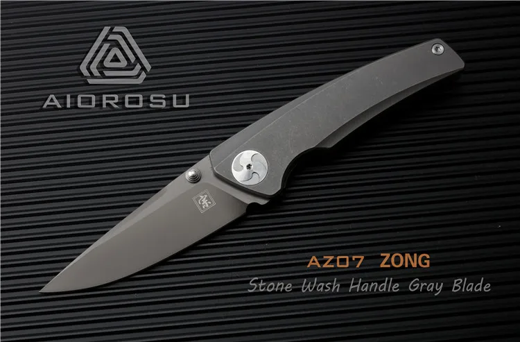 Stonewash Aiorosu EDC карманный нож Zong титановая ручка серый титановое покрытие SANDVIK 14C28N лезвие - Цвет: Stonewash