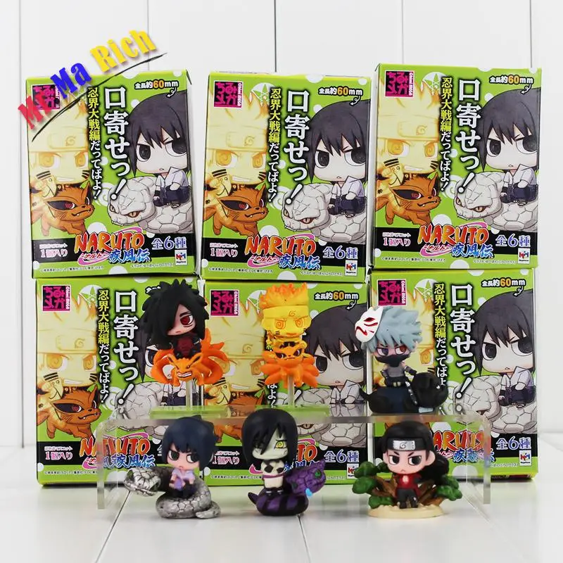 6 шт./компл. Аниме фигурки Наруто Uzumaki Naruto Kakashi Sasuke Sakura Yunyo Shino Rokku Rii Orochimaru Gaara ПВХ