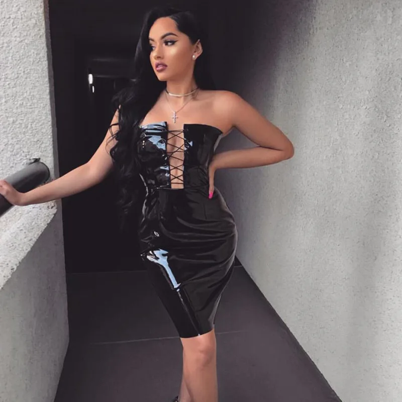 2018 черное сексуальное Клубное облегающее платье обтягивающее Бандажное без