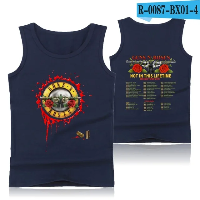 navy blue GUNS N ROSES, панковские майки для фитнеса, майка без рукавов, летняя майка, майка для спортзала, Мужская одежда для бодибилдинга, ружья и розы - Цвет: navy blue