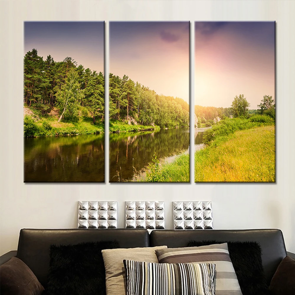 3 шт. настенные картины на холсте без рамки|canvas painting|painting for living roomsunset landscaping |