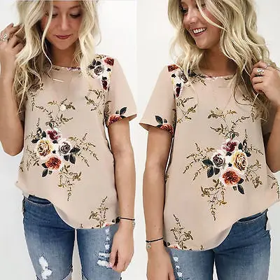 Женская рубашка с коротким рукавом летняя хлопковая цветочным принтом|top t-shirt|shirt