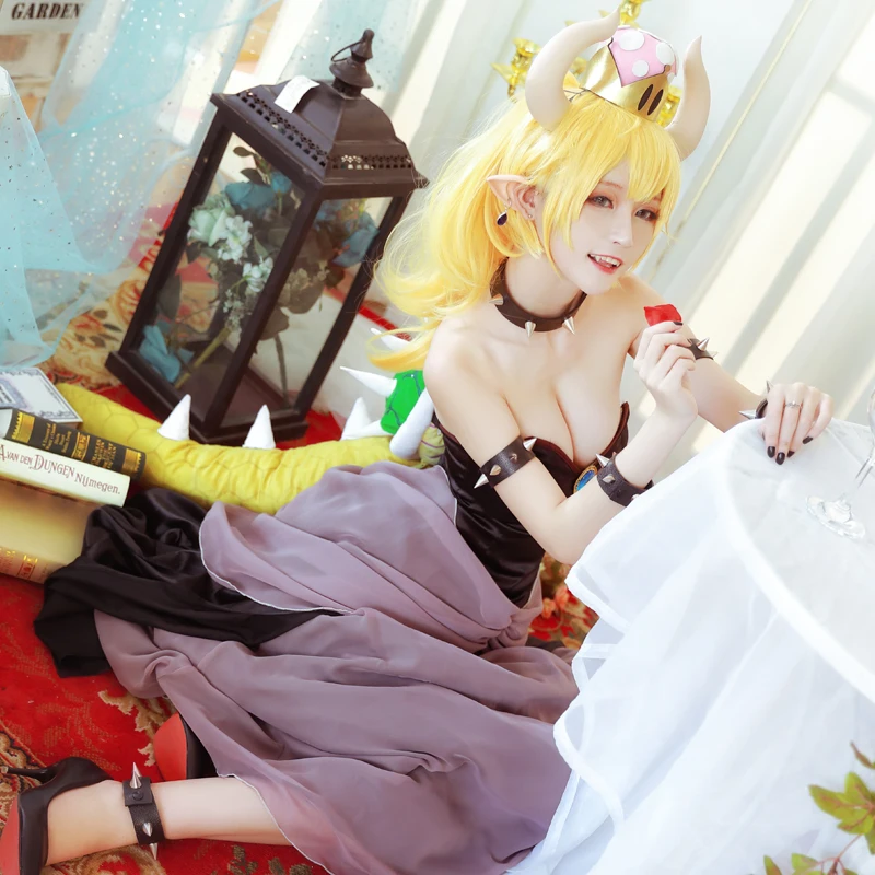Bowsette Косплей Костюм принцессы Koopa Косплей Koopa-hime женский костюм игра Супер Марио сексуальный комбинезон черный полный комплект