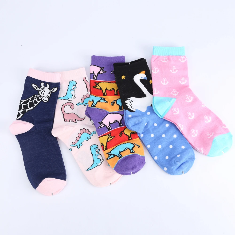 Modeager 5 пар в подарочной коробке смешные Хлопковые женские носки с изображением