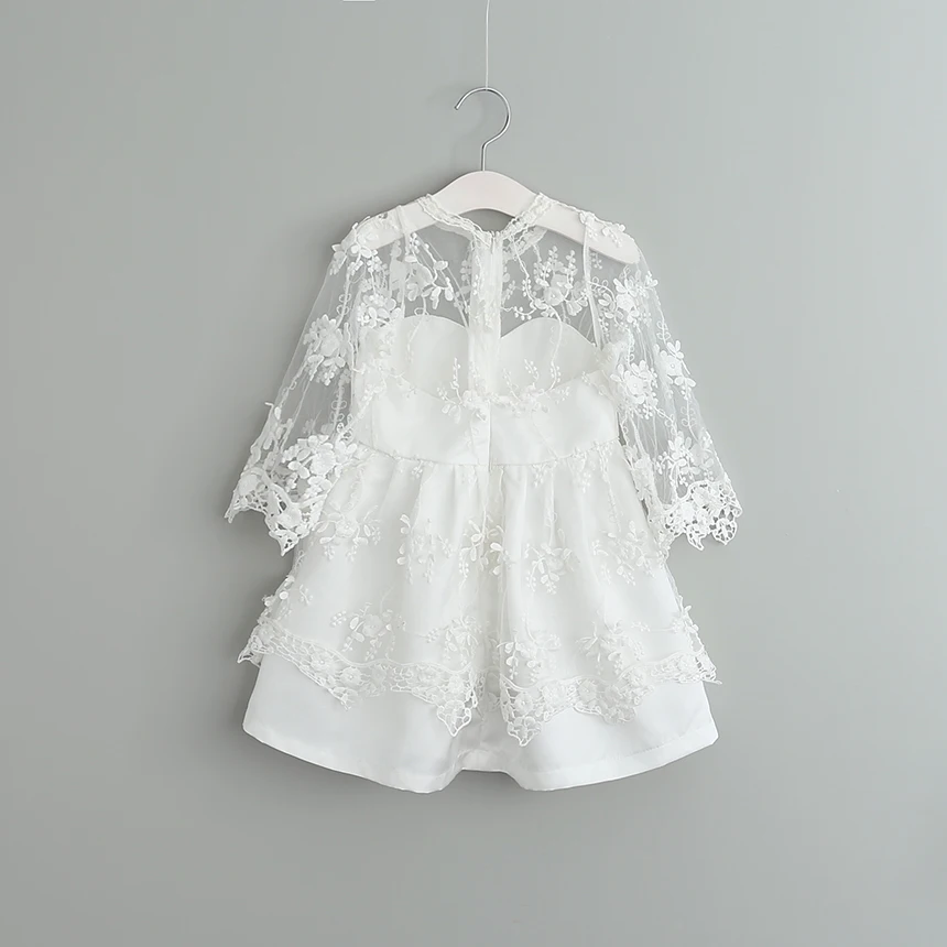 2017 Baby Girls Spring Fairy Lace Tulle White Long Sleeve Dresses Princess Children Fashion Dress 5 pcs/lot Wholesale | Детская одежда