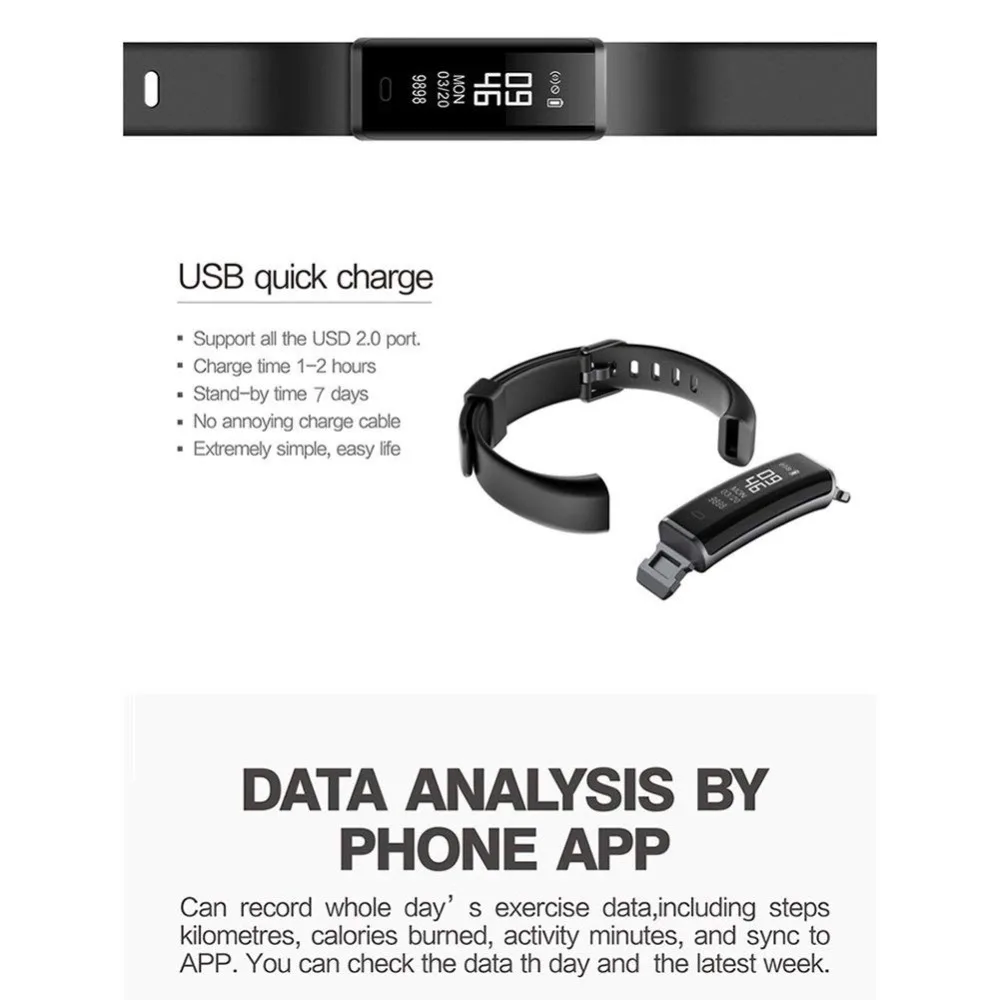 Smart Band ID130HR IP67 Водонепроницаемый монитор сердечного ритма Фитнес трекер