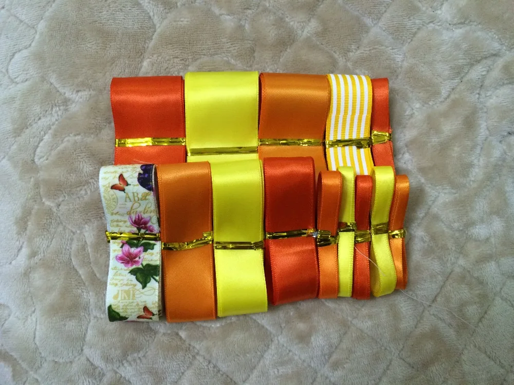 Набор лент из атласной ленты 14 метров Микс оранжевых цветов лента органзы