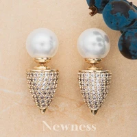 newness brand fashion shape trendy elegant cz pearl earrings jewelry for women jewelry gift