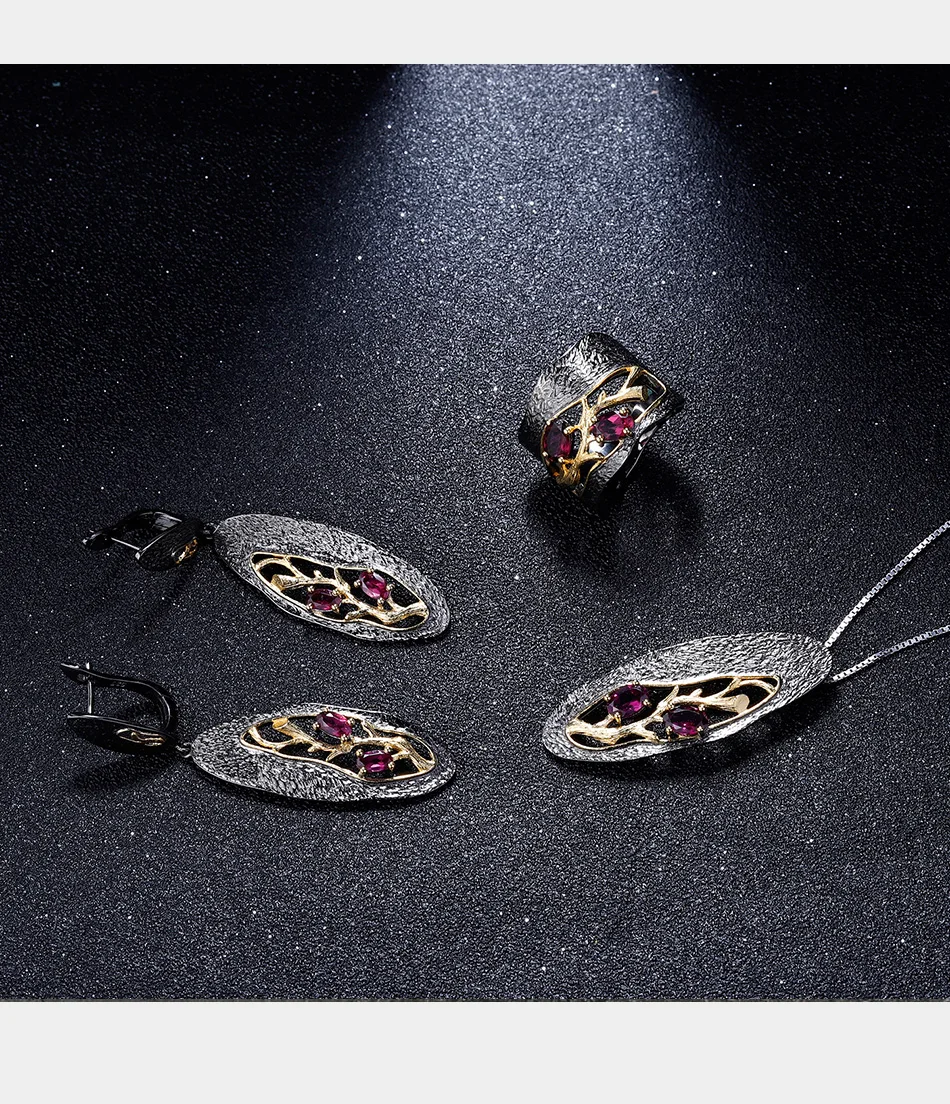 GEM'S BALLET 1.26Ct натуральный родолит Гранат 925 пробы серебро ручной работы ветка Винтажные висячие серьги для женщин хорошее ювелирное изделие