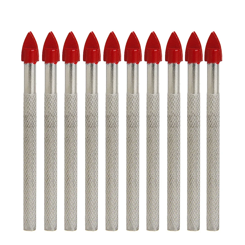 

10Pcs Glass Tile Ceramic Drill Set 3/16 "Shank Carbide Tip-tip Throw Hole Drills