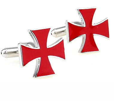 

Men Gift Cross Cuff Links Wholesale&retail Red Blue Black Color Option Copper Material Novelty War Cross Design