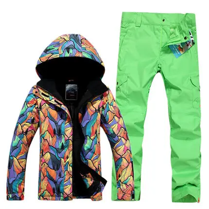 

GSOU SNOW Women's Single Double Board Ski Suit Outdoor Thick Warm Waterproof Ski Jacket +Ski Trousers Size XS-L