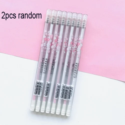 2PCS Style E Романтическая гелевая ручка Sakura, Ручка-роллер для школы, офиса, студенческие канцелярские принадлежности, черные чернила для ручки 0,38 мм - Цвет: 2PCS Style E