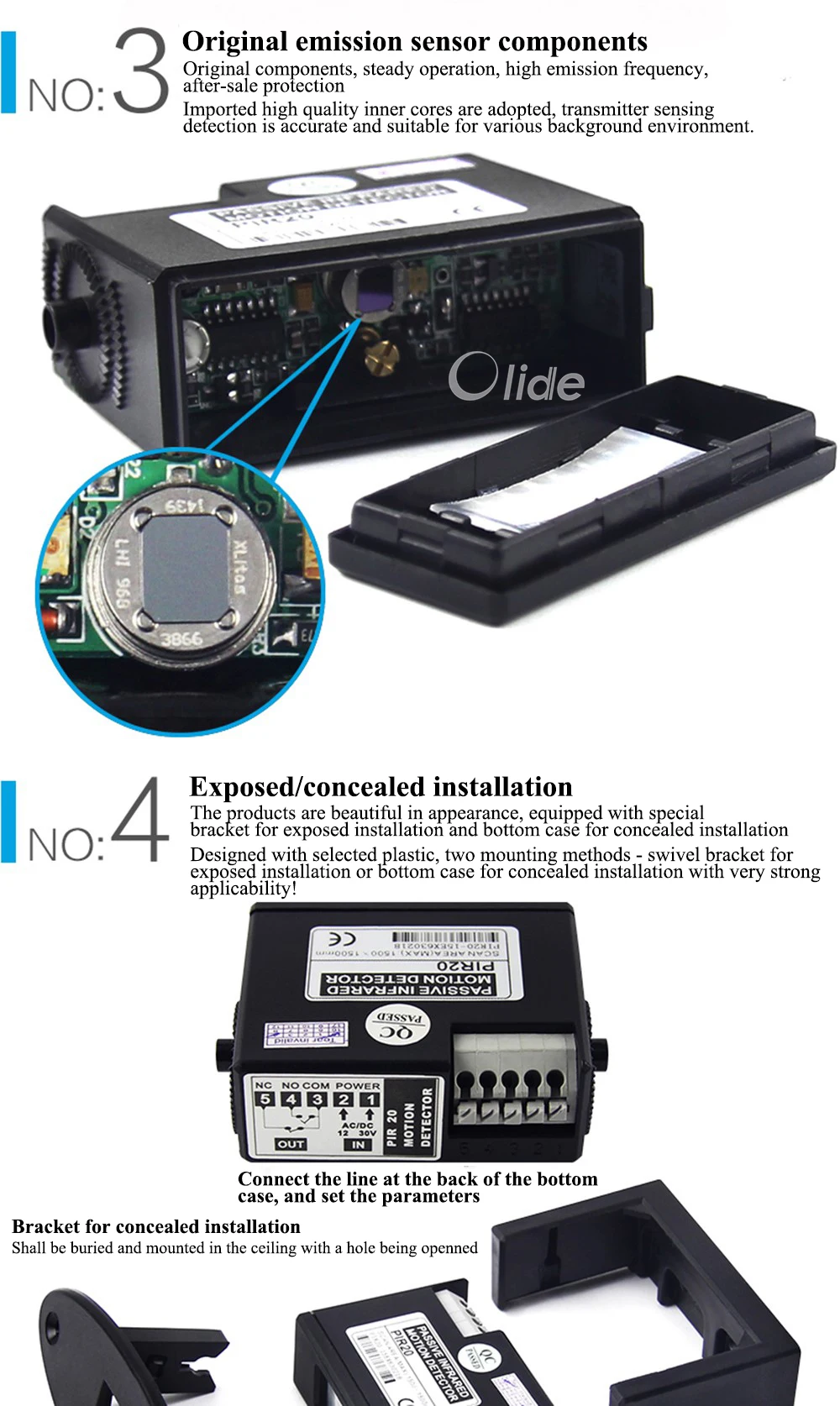 Olide автоматический пассивный инфракрасный датчик двери, электрический датчик движения двери DC12V