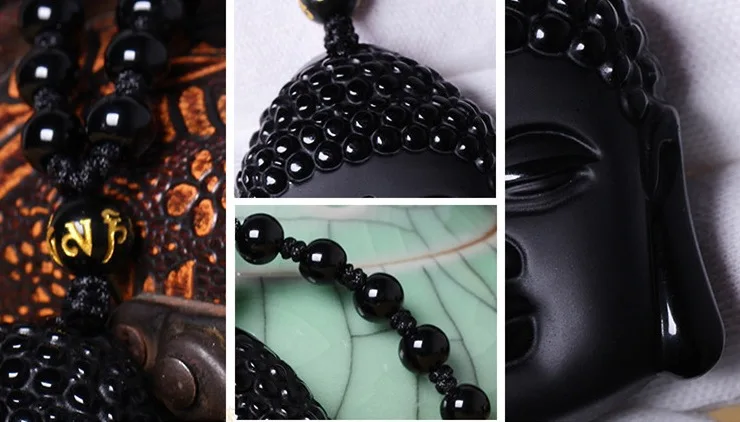 Уникальные товары Obsidian регулируемая цепочка модное ожерелье с кристаллами Sakyamuni