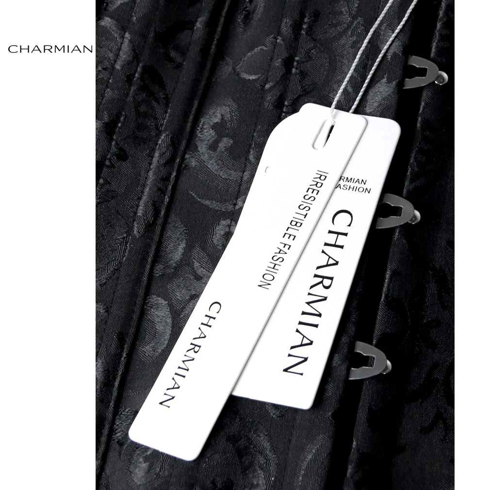 Женский корсет бюстье Charmian Черный со спиральными стальными косточками и белый