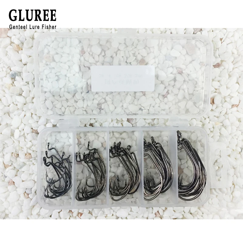 GLUREE 50 шт./компл. 80 г Рыбалка крюковая рукоятка набор крючков высокоуглеродистой