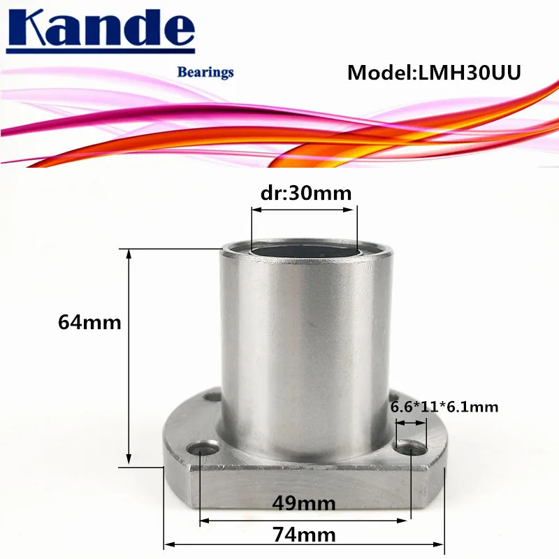 Kande Bearings LMH30UU LMH30 1pc/lot UU Oval Flange Linear Ball Bearing dr:30mm | Обустройство дома