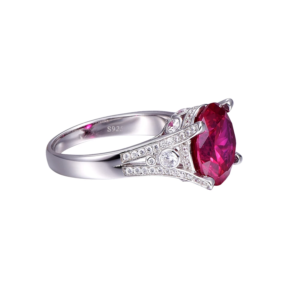 Bijoux Femme Marque De роскошное серебро 925 пробы круглый красно-рубиновый разрез модные кольца романтические подарки на день рождения кольцо для девушки