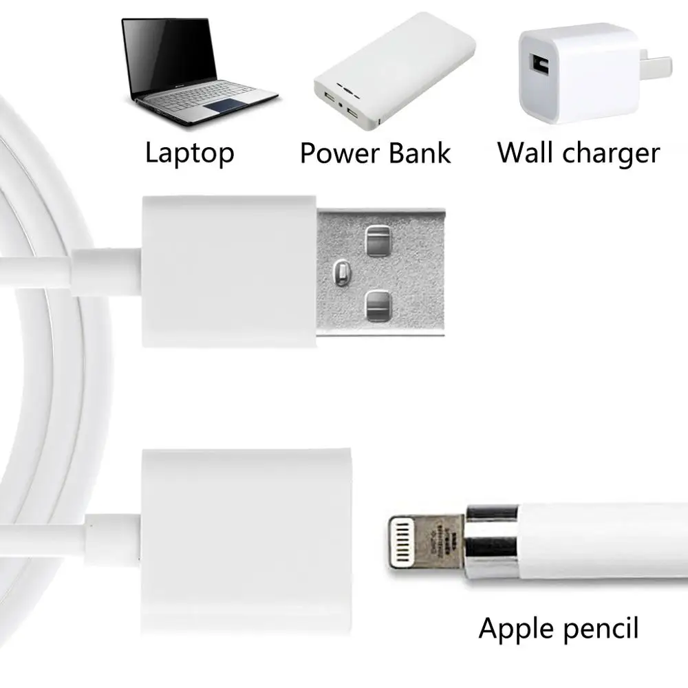 USB Кабель-адаптер для зарядки iPad Pro Pencil с разъемом Папа-молния и 8 штырьковыми