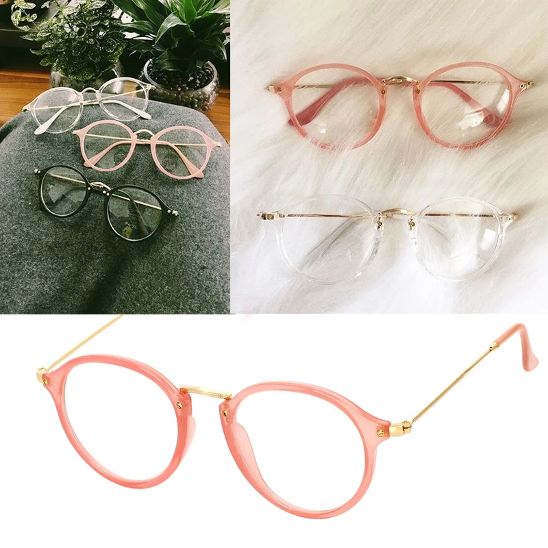 Суперпрозрачная прозрачная оправа прозрачные линзы ретро очки розовая
