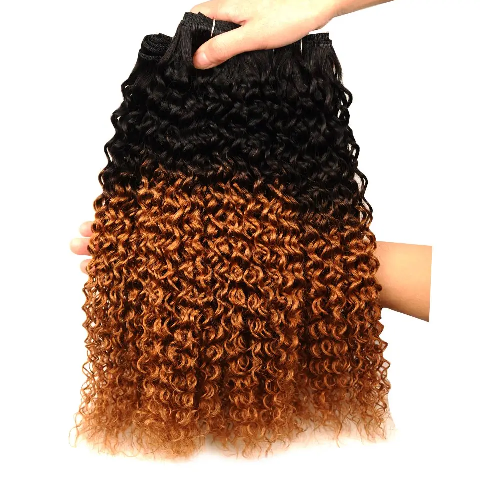 Pinshair Ombre 1B 30 афро кудрявые вьющиеся волосы 4 пучка красный коричневый малазийские