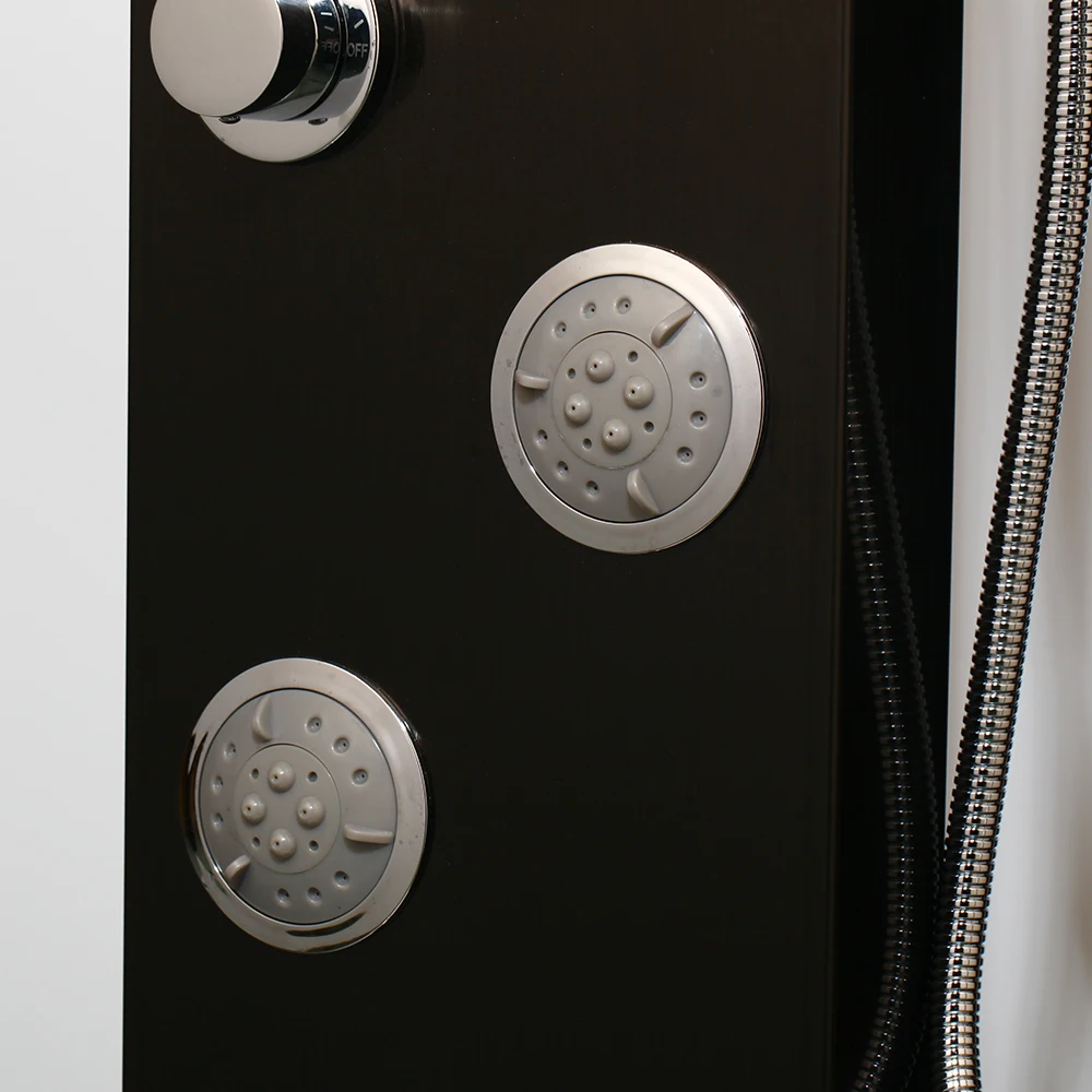 KEMAIDI LED Shower Panel Body Massage System Jets Black Shower Column Faucet Bath Shower Faucet Temperature Digital Display