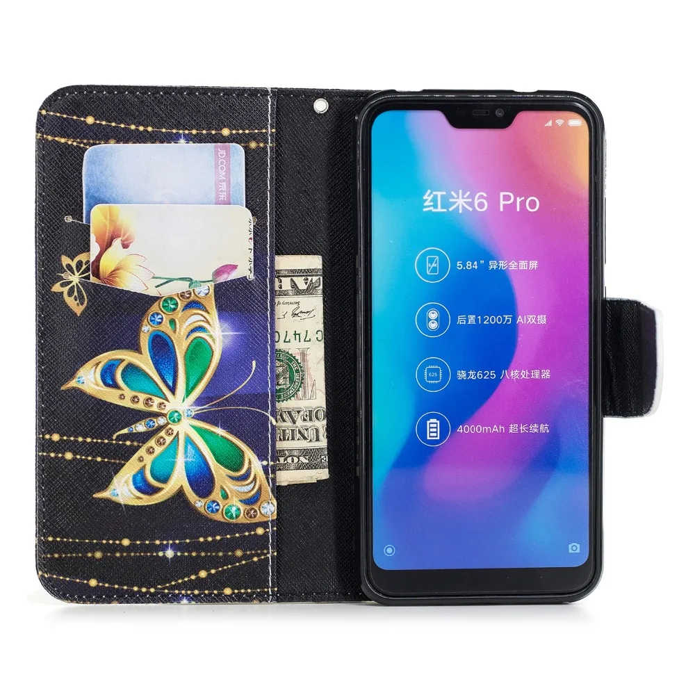 For fundas Xiaomi Redmi 6 Pro Case Cover coque 6A Redmi6A + Card Holders |