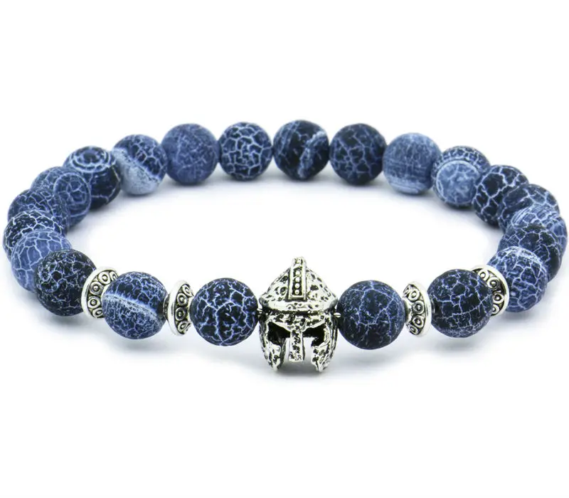 2018 модный рыцарь Спартан воин шлем гладиатора мужской браслет черный камень из