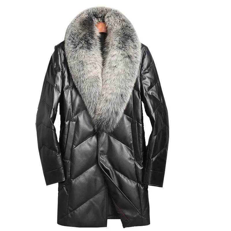 

Winter Men Fox Fur Collar Coat Real Sheepskin Genuine Leather Jacket Men Jackets Luxury Thick Warm Down Jacket Jaqueta Masculina