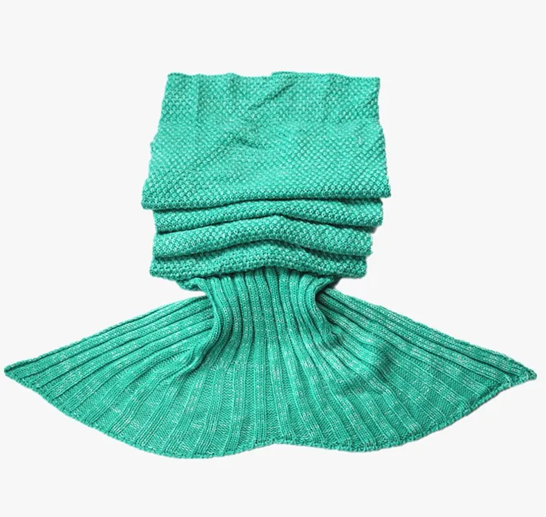 Mermaid Tail Blanket Handmade Knitted Sleeping Wrap TV Sofa Kids Adult Baby crocheted bag Bedding Throws | Дом и сад