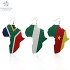 SOMESOOR Объединенная Африканская Карта женские ювелирные изделия дизайн афроцентрические этнические Гана Нигерия государственные флаги шаблон окрашенные деревянные серьги