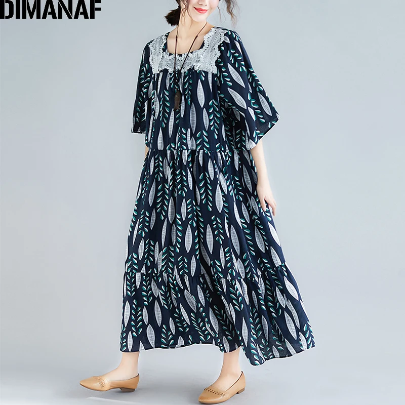 DIMANAF плюс размер женское длинное платье винтажный Летний Сарафан женский Vestidos