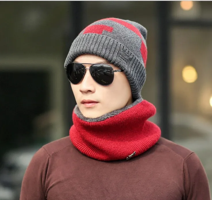 Теплая зимняя шапка Балаклава шарф зимние шерстяные шапки для мужчин вязаная