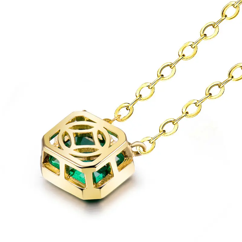 Ожерелье женское 18 K желтое золотое натуральный зеленый изумруд|jewelry necklace