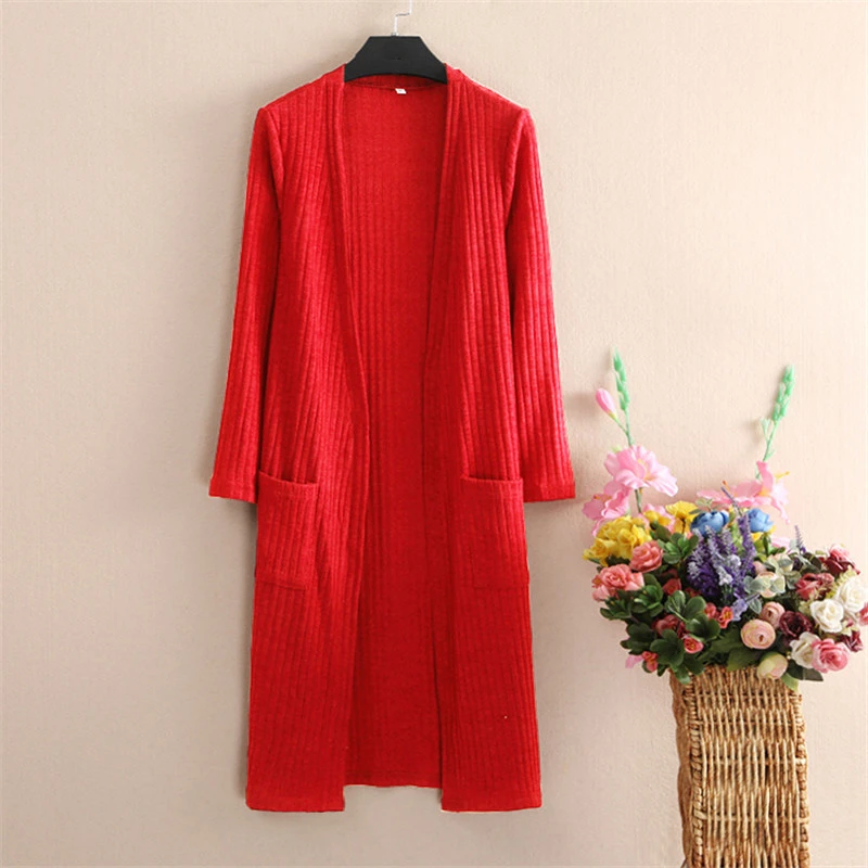 Autumn Long Knitted Sweater Women Cardigan Oversized Knitwear Coat Black Knit Sweaters Elegant sleeve Ladies 5XL |