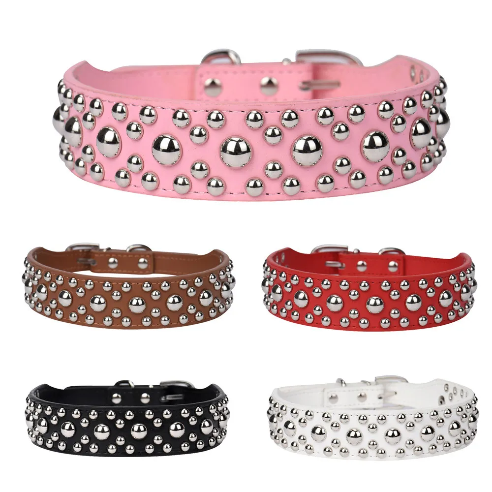 Pet Shop аксессуары для собак регулируемые кожаные ошейники заклепки гриб